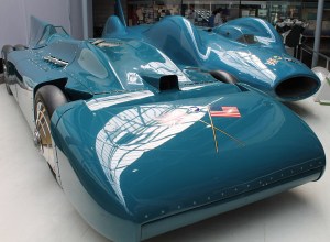 Father and son Bluebirds – the 1935 and 1964 LSR cars.