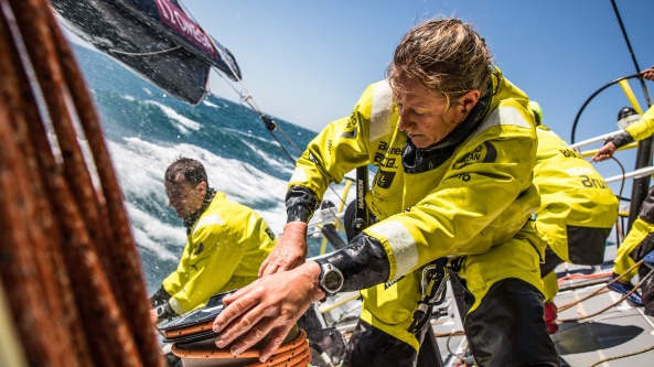 Leg 3, Cape Town to Melbourne, day 01, start on board Brunel. Photo by Ugo Fonolla/Volvo Ocean Race. 10 December, 2017.